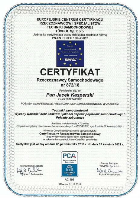 Certyfikowany Rzeczoznawca Samochodowy Wrocław, Dolnyśląsk