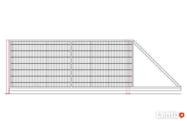 Brama wjazdowa, brama przesuwna z wypełnieniem z siatki zgrz