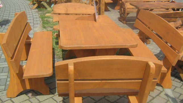Komplet mebli ogrodowych stół sześciokątny + ławki