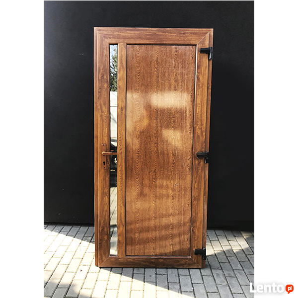 Drzwi Wejściowe PCV 100x210 Złoty Dąb