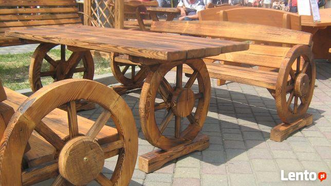 Komplet mebli ogrodowych stół sześciokątny + ławki