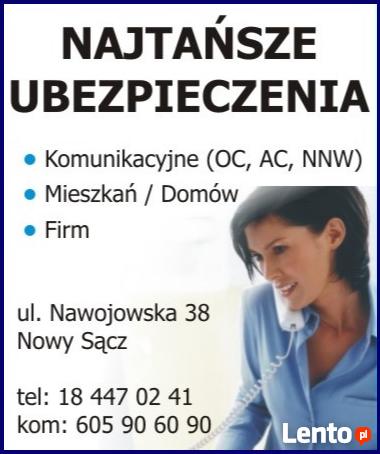 UBEZPIECZENIA, REJESTRACJA POJAZDÓW NOWY SĄCZ