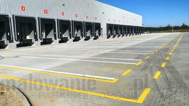 Malowanie linii, oznakowanie poziome hal magazynów, garaży