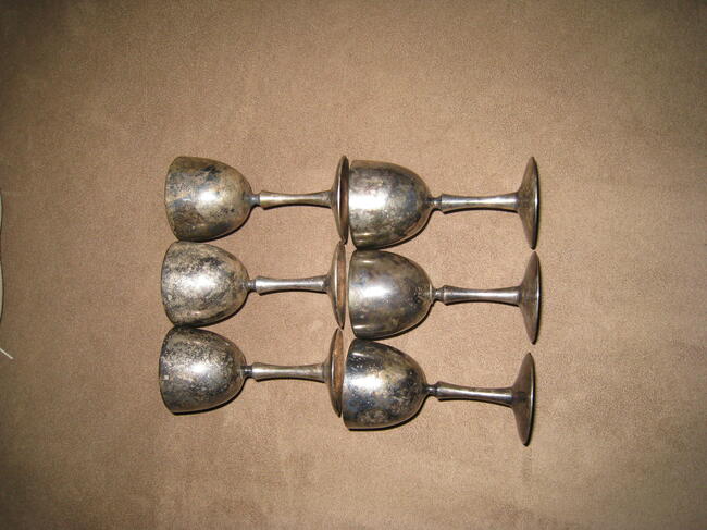 Kieliszki posrebrzane z PRL, met 1