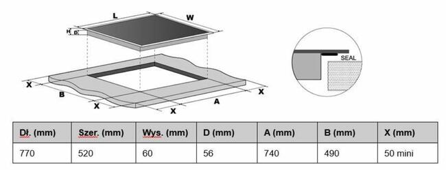 Płyta indukcyjna Schild 770SFI 7200W booster 5 stref grzewcz