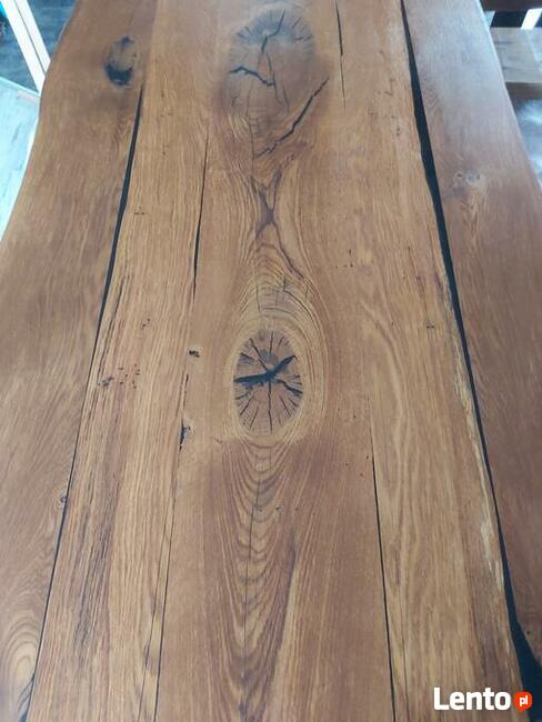 Stół dębowy na zamówienie, loftowy, industrialny, z żywicą