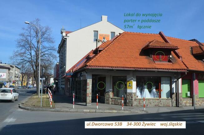 TUŻ PRZY DWORCU do wynajmu 57m2 parter Żywiec Dworcowa 53B