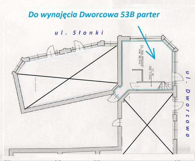 TUŻ PRZY DWORCU do wynajmu 57m2 parter Żywiec Dworcowa 53B