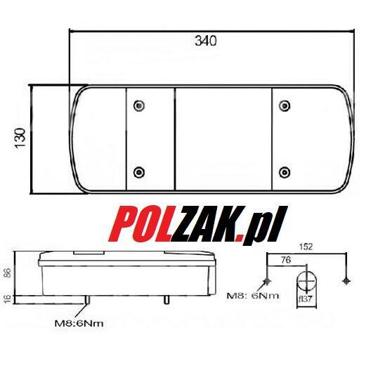 Lampa tylna tył Volkswagen Transporter T5 2003-09 7J0945096B