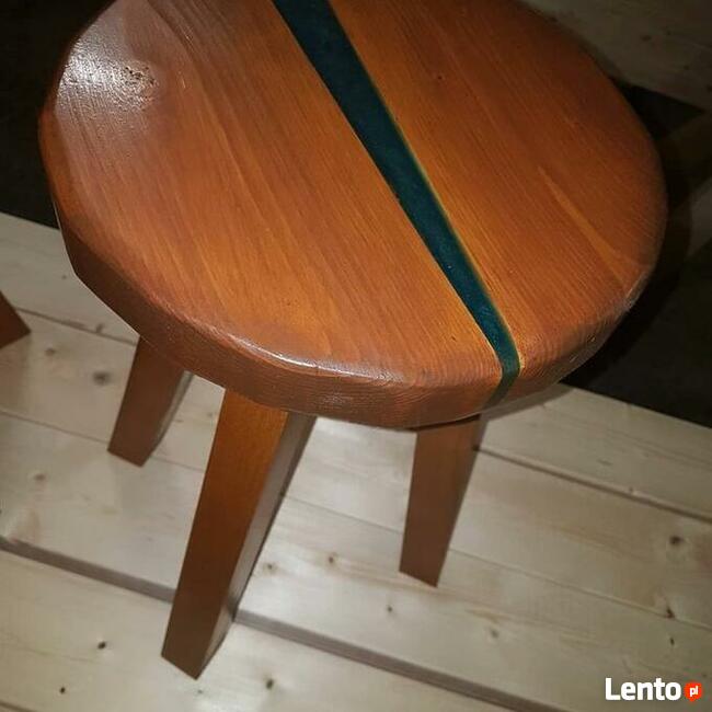 Taboret / hoker / stół / stoliczek z drewna i żywicą