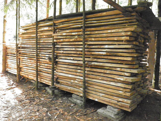 schody z jesionu i dębu, monolity dębowe