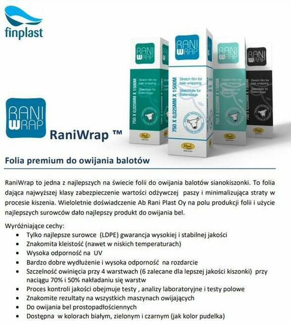 Folia do balotów RaniWrap Fińska 750x1500 Wysyłka gratis!