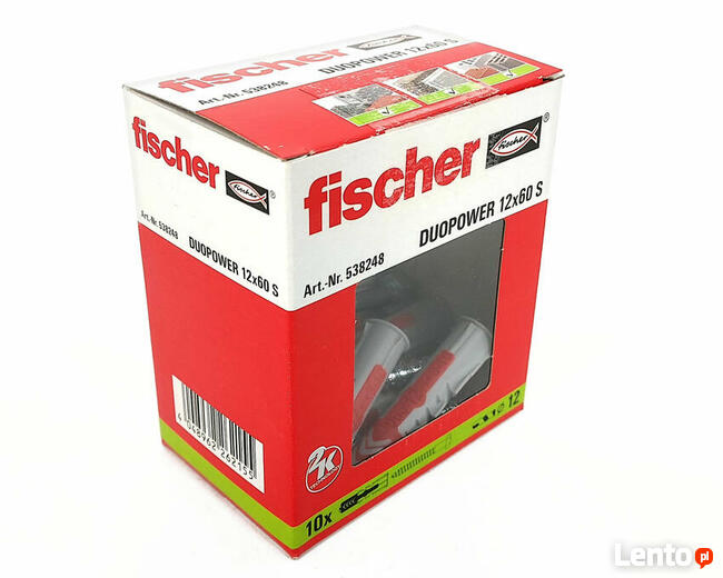 Kołek z wkrętem Fischer DuoPower 12x60 S,10 sztuk