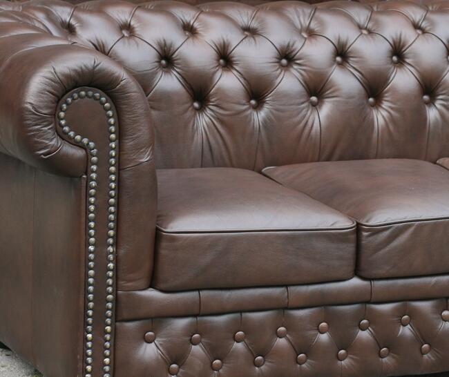Sofa Tudor Chesterfield 3-osobowa - 100% skóra naturalna