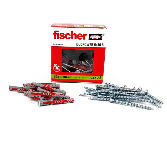 Kołek z wkrętem Fischer DuoPower 6x50 S,50 sztuk