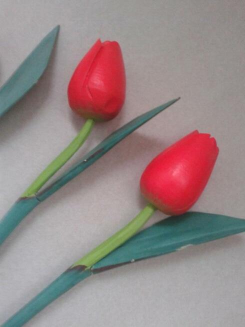 Czerwone Tulipany Drewno