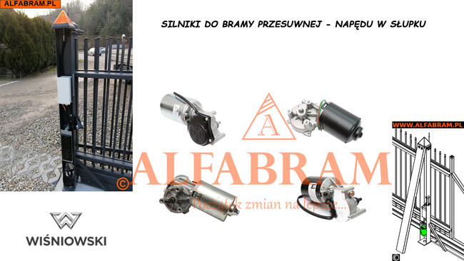 Silnik do bramy przesuwnej napęd w słupku Wiśniowski