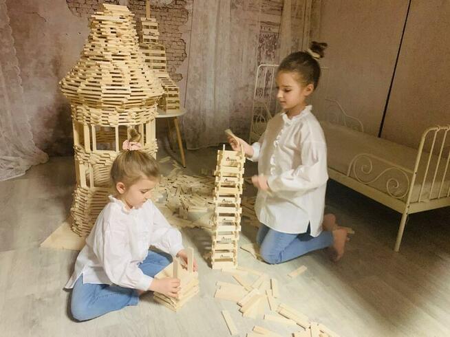 Polskie ,kreatywne ,eko klocki Linden drewniane 400 szt. EDU