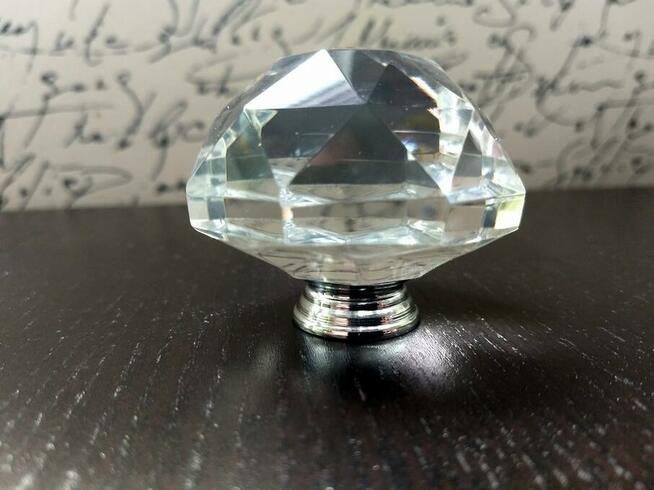 Duży uchwyt do mebli kryształowy - kolor chrom lub złoto