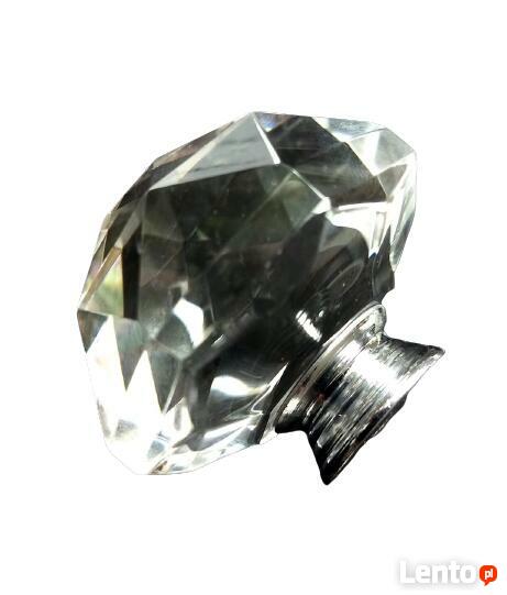 Duży uchwyt do mebli kryształowy - kolor chrom lub złoto