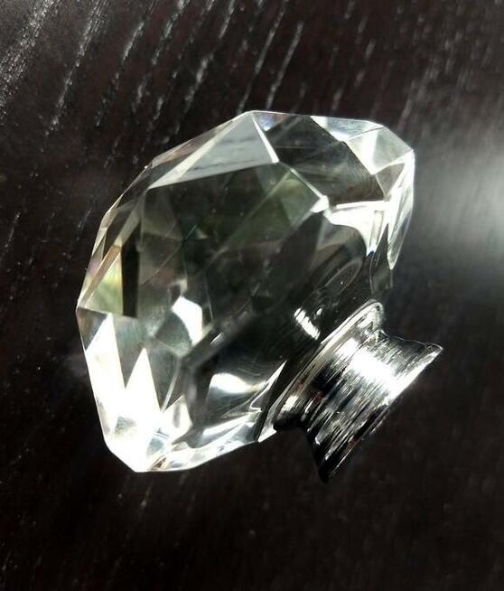 Duży uchwyt do mebli kryształowy - kolor chrom lub złoto