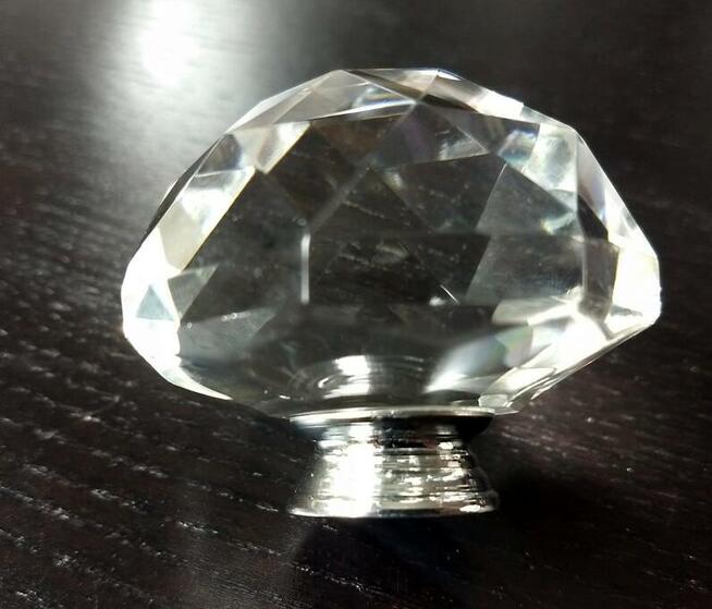 Duży uchwyt do mebli kryształowy - kolor chrom lub złoto