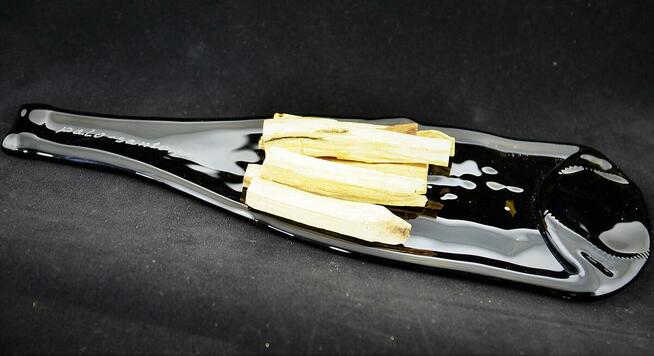 SZKLANA PŁASKA BUTELKA FUSING BRĄZ