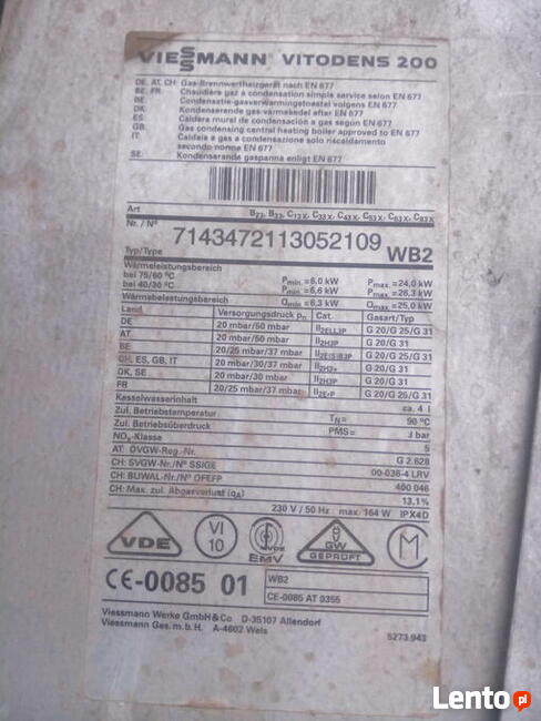 Kocioł kondensacyjny Viessmann typ Vitodens 200 WB2 , 6-24kW