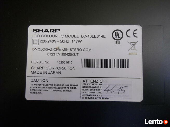 LK460D3LWG2Y matryca LED z TV LC-46LE814E 10-015