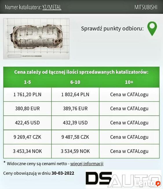 Skup katalizatorów|skup monolitu|skup filtrów dpf
