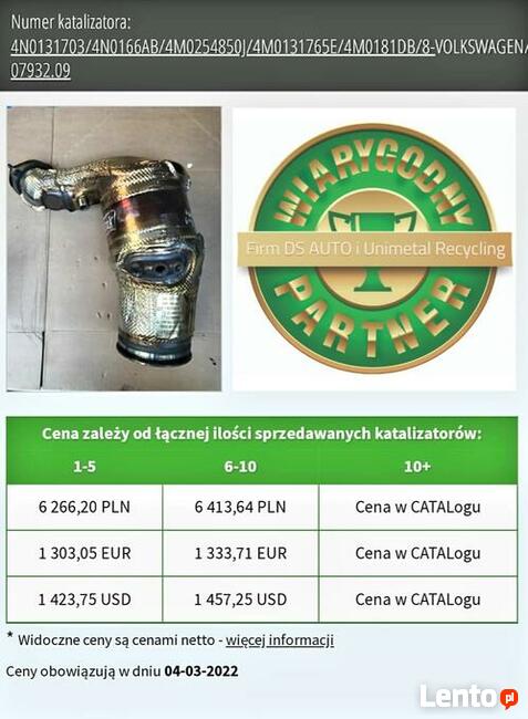 Skup katalizatorów, skup filtrów dpf, skup monolitu-ceramiki