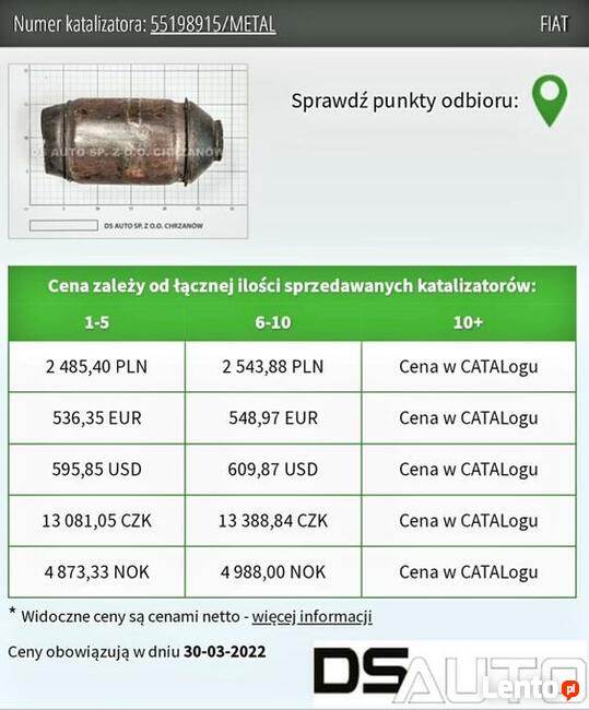 Skup katalizatorów|skup monolitu|skup filtrów dpf
