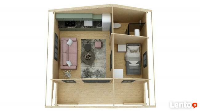 DREWNIANY DOMEK LETNISKOWY WEEKEND 25 + 8 M2