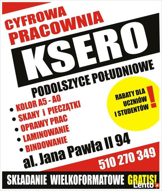 Ksero Podolszyce a5-a0 kolor pieczątki wizytówki ulotki SKAN