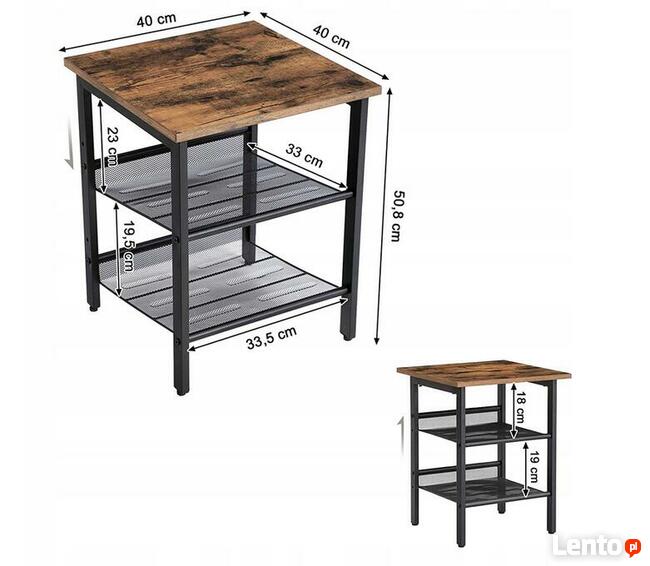 Stolik Kawowy Nocny z Półkami Industrialny LOFT - 2 szt kpl