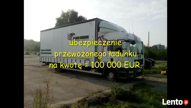 Transport plandeka solówka 19 palet, ład-5,5 ton, dł-7,7m ,