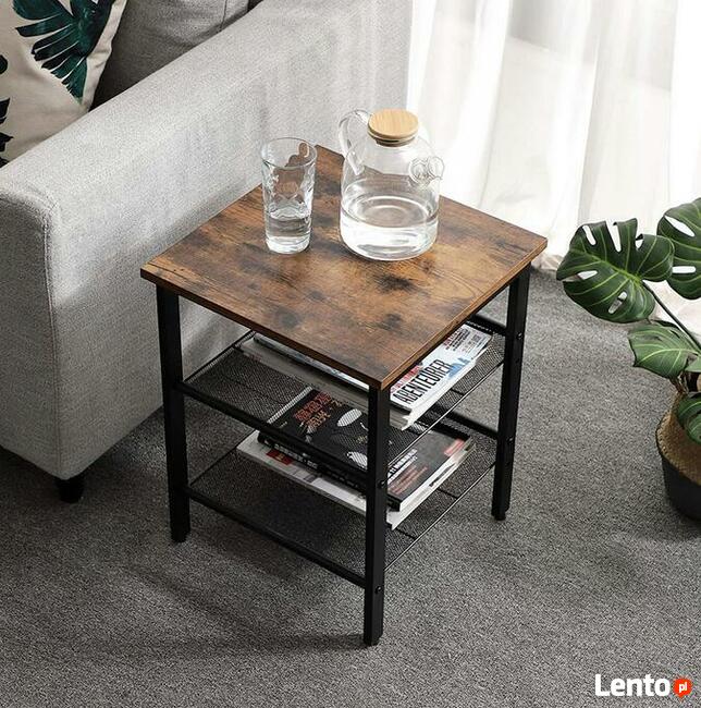 Stolik Kawowy Nocny z Półkami Industrialny LOFT - 2 szt kpl