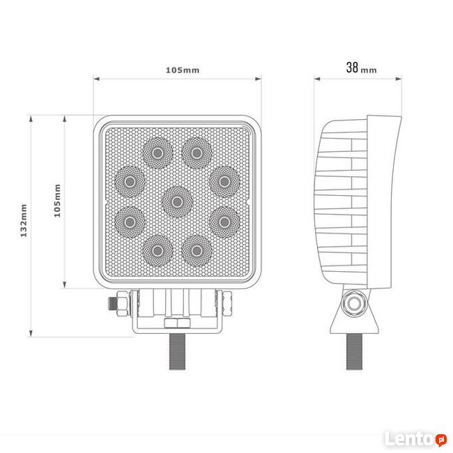 Lampa Robocza Halogen LED 27W 9 Diod 12V światło cofania