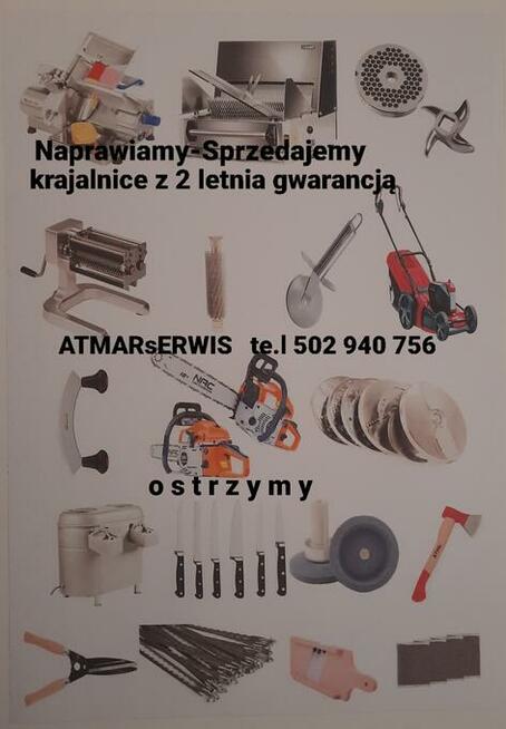 Naprawy krajalnic wędlin i chleba.Ostrzenie