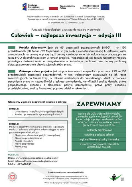 Szkolenie w ramach projektu ze środków UE