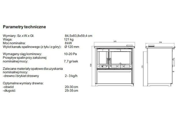 Kuchnia węglowa PLAMEN 850 GLAS