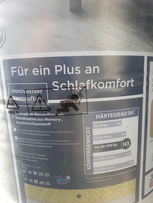 18cm materac 100x200 piankowy visco memory 7stref H3 100kg