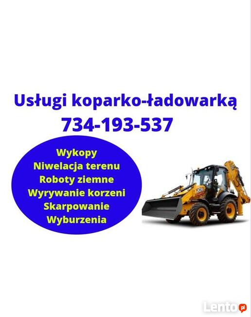 Usługi Koparko-Ładowarką Koparką Roboty Ziemne Wykopy Wywóz