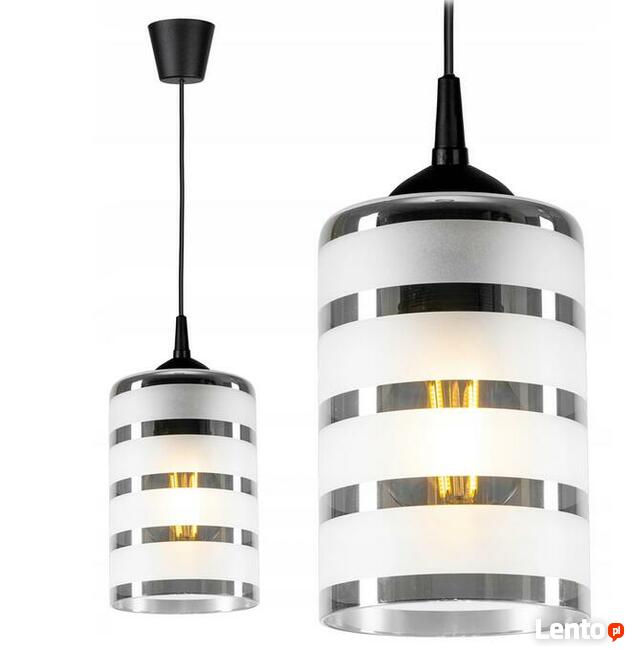 LAMPA WISZĄCA SUFITOWA pojedyncza szklana CHROM szklana