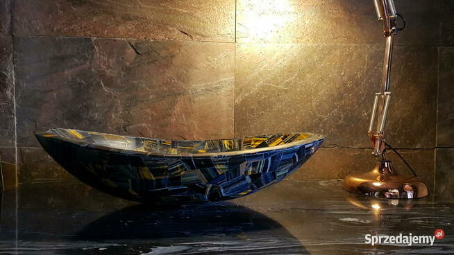 Umywalka nablatowa z kamieni półszlachetnych tygrysie oko