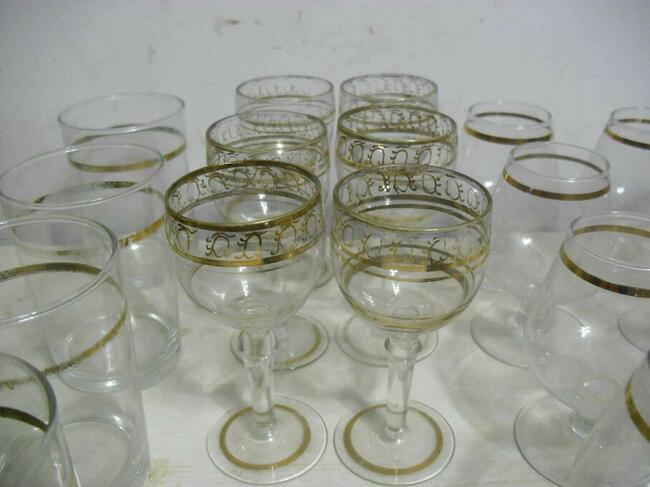Szkło złocone z PRL-u - 27 szt. Wysyłka GRATIS!-Okazja !!!