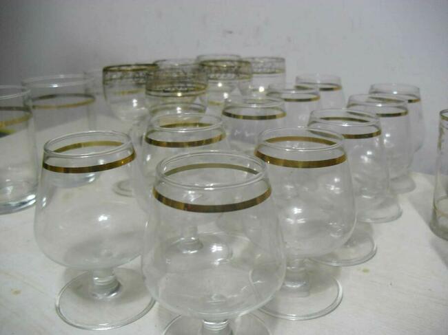 Szkło złocone z PRL-u - 27 szt. Wysyłka GRATIS!-Okazja !!!