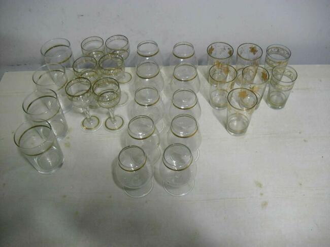 Szkło złocone z PRL-u - 27 szt. Wysyłka GRATIS!-Okazja !!!