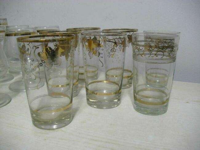 Szkło złocone z PRL-u - 27 szt. Wysyłka GRATIS!-Okazja !!!