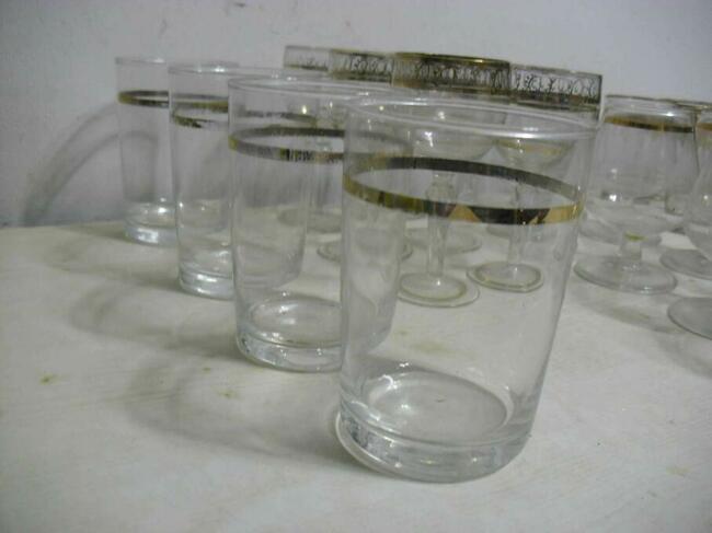 Szkło złocone z PRL-u - 27 szt. Wysyłka GRATIS!-Okazja !!!